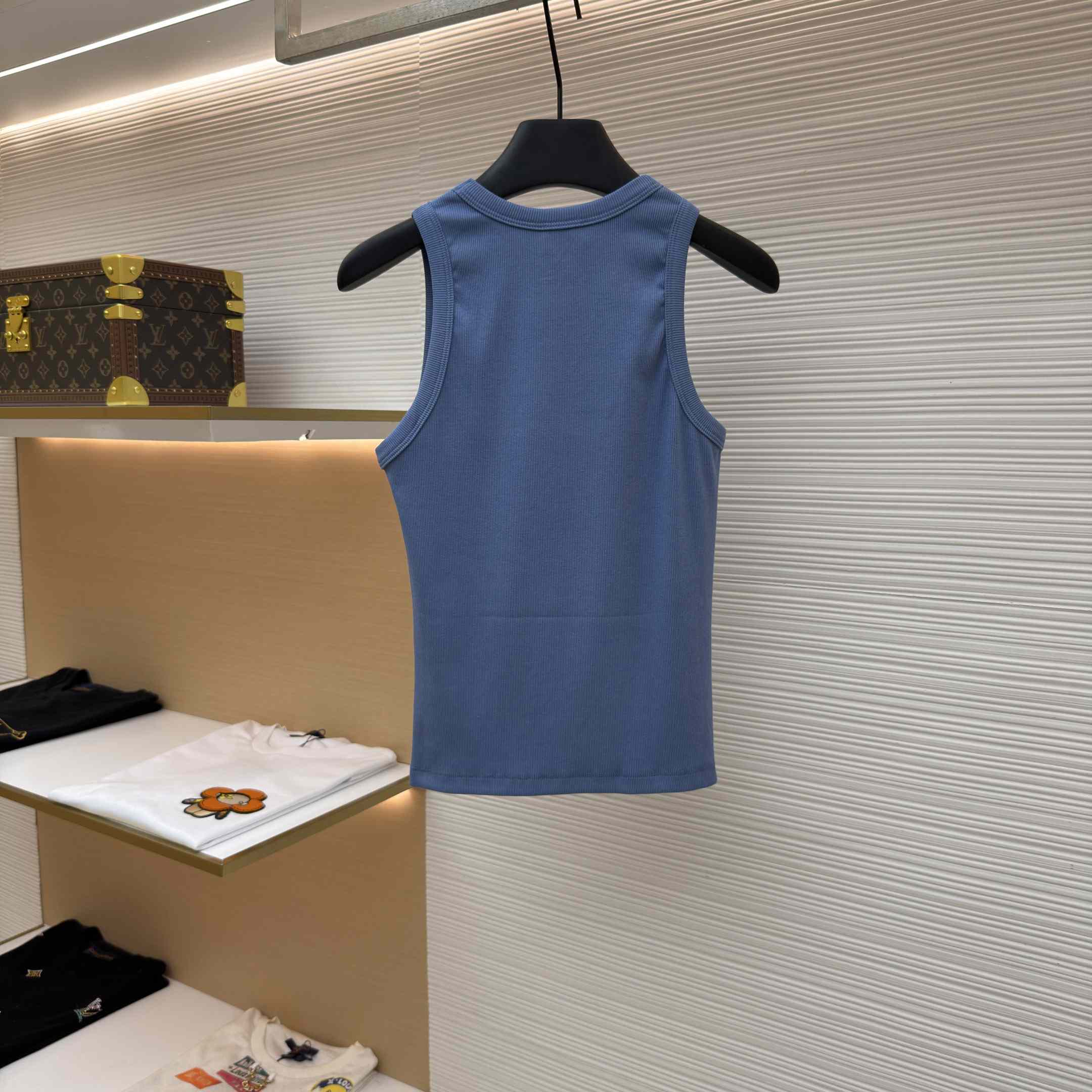 Celine Triomphe Tank Top In Ribbed Cotton - DesignerGu