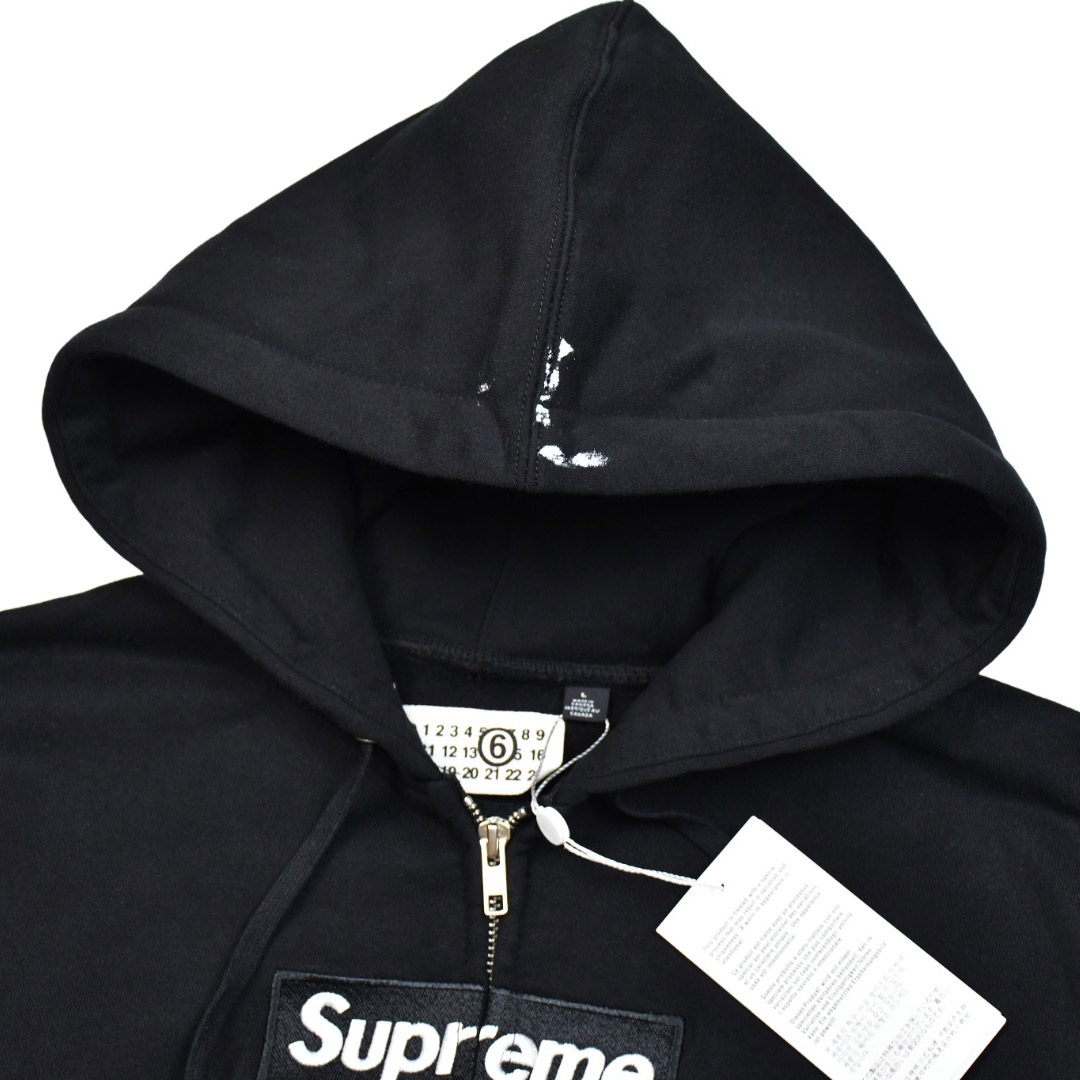 Supreme x MM6 Maison Margiela Box Logo Zip Up Hooded Sweatshirt 'Black' - DesignerGu