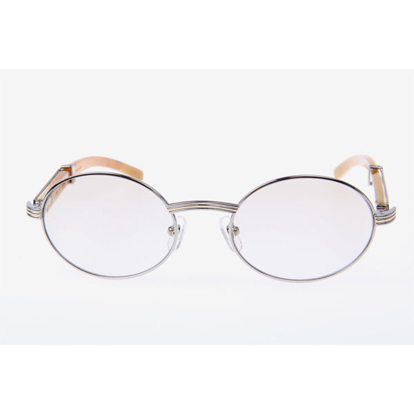 Cartier CT 7550178 White Buffalo Sunglasses In Silver Brown - DesignerGu