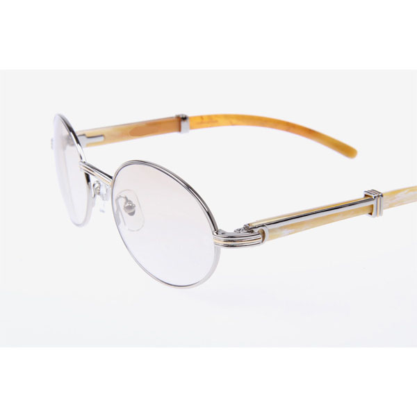 Cartier CT 7550178 White Buffalo Sunglasses In Silver Brown - DesignerGu