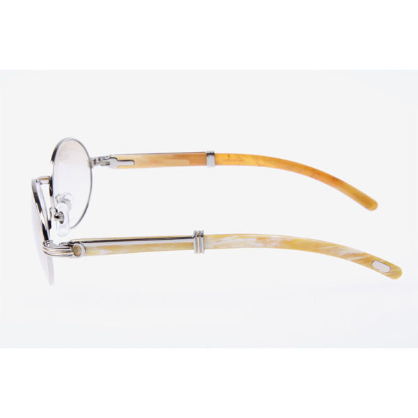 Cartier CT 7550178 White Buffalo Sunglasses In Silver Brown - DesignerGu