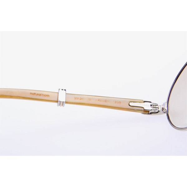 Cartier CT 7550178 White Buffalo Sunglasses In Silver Brown - DesignerGu