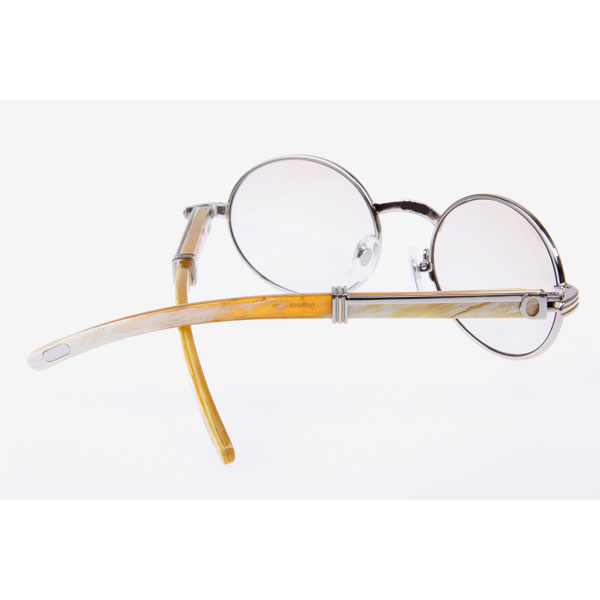 Cartier CT 7550178 White Buffalo Sunglasses In Silver Brown - DesignerGu