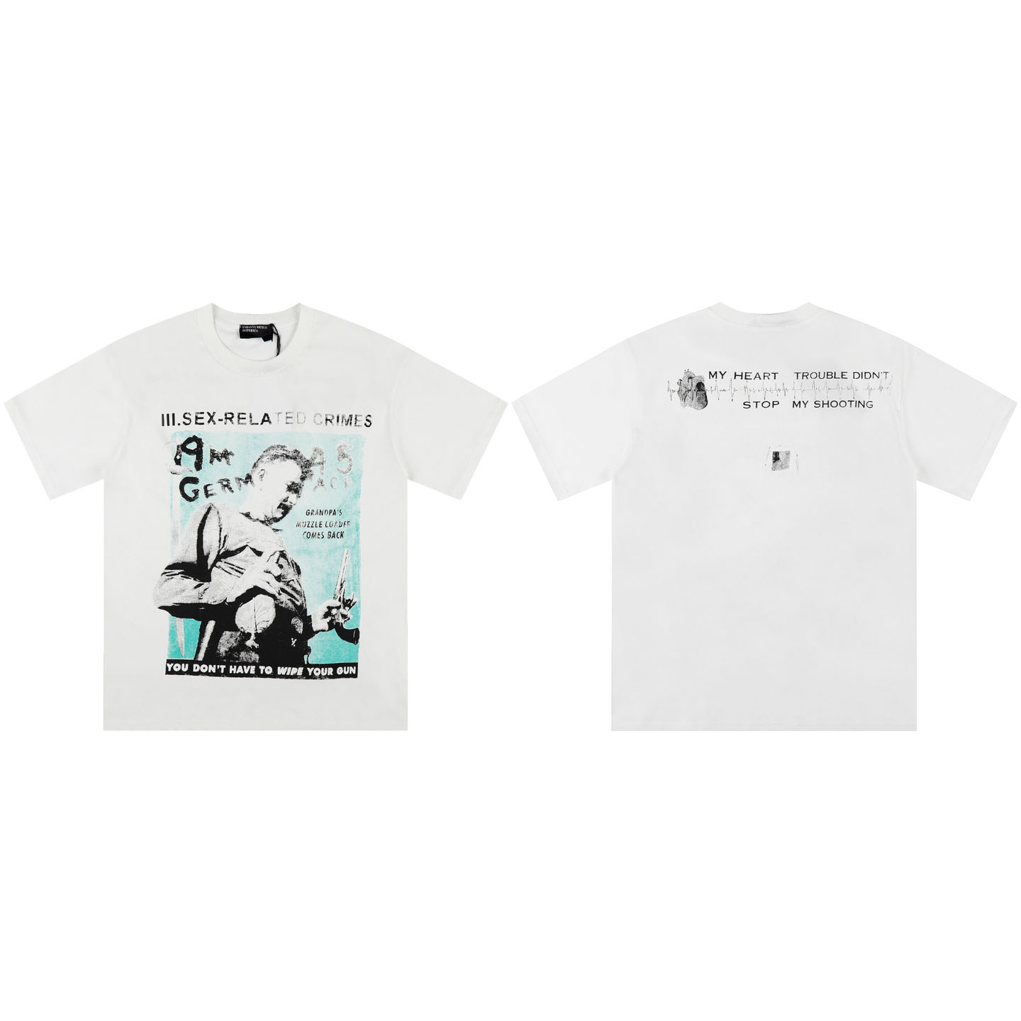Enfants Riches Déprimés Crimes Printed Cotton Jersey T-Shirt  White - DesignerGu