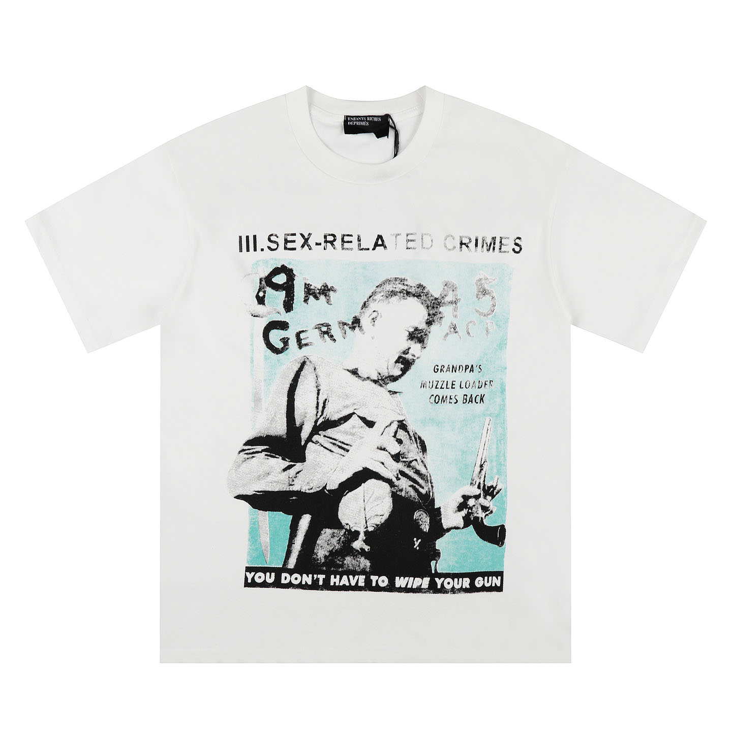 Enfants Riches Déprimés Crimes Printed Cotton Jersey T-Shirt  White - DesignerGu