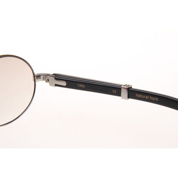 Cartier CT_7550178 Diamond Black Buffalo Sunglasses In Silver Gradient Brown - DesignerGu
