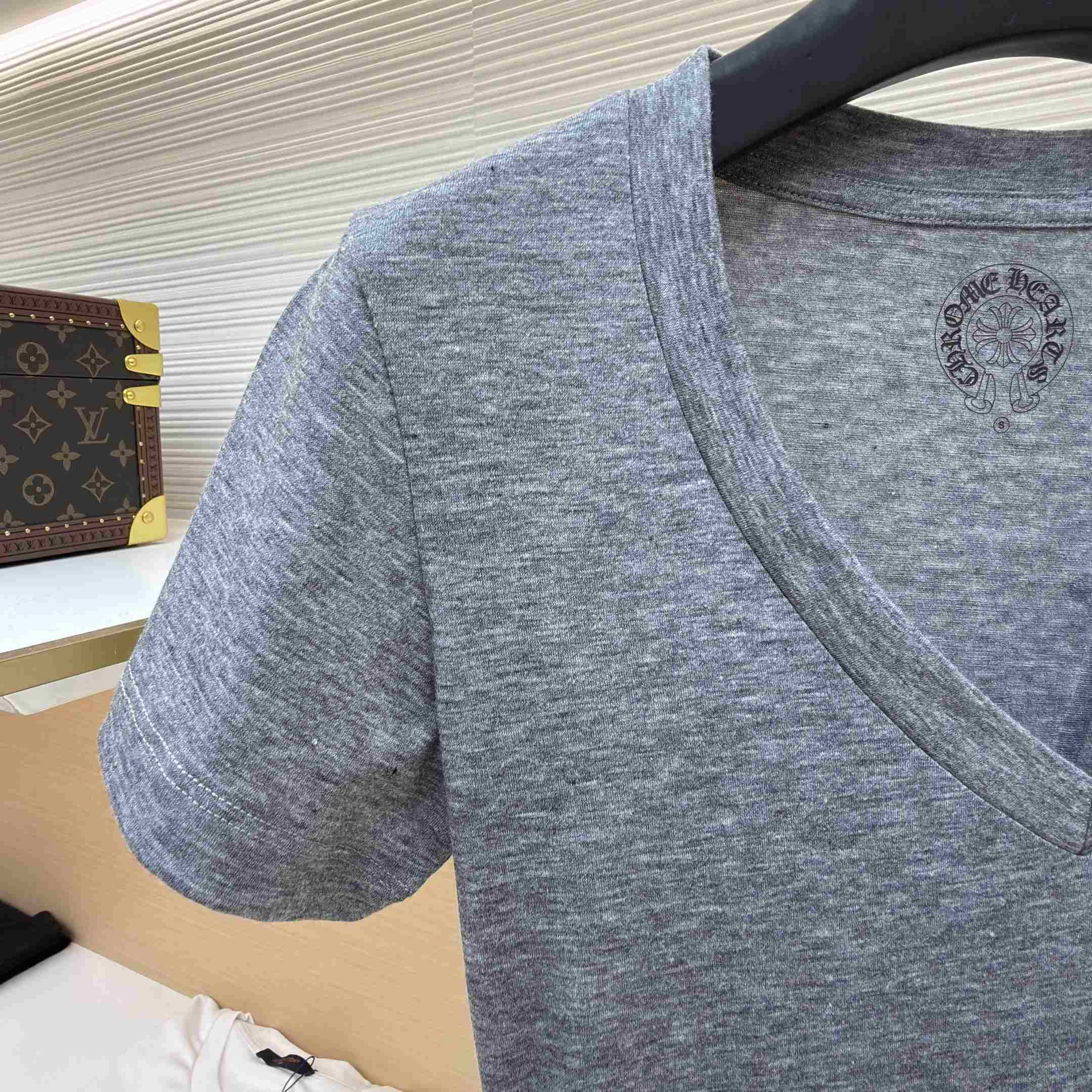 Chrome Hearts V Neck  T-Shirt 'Grey' - DesignerGu