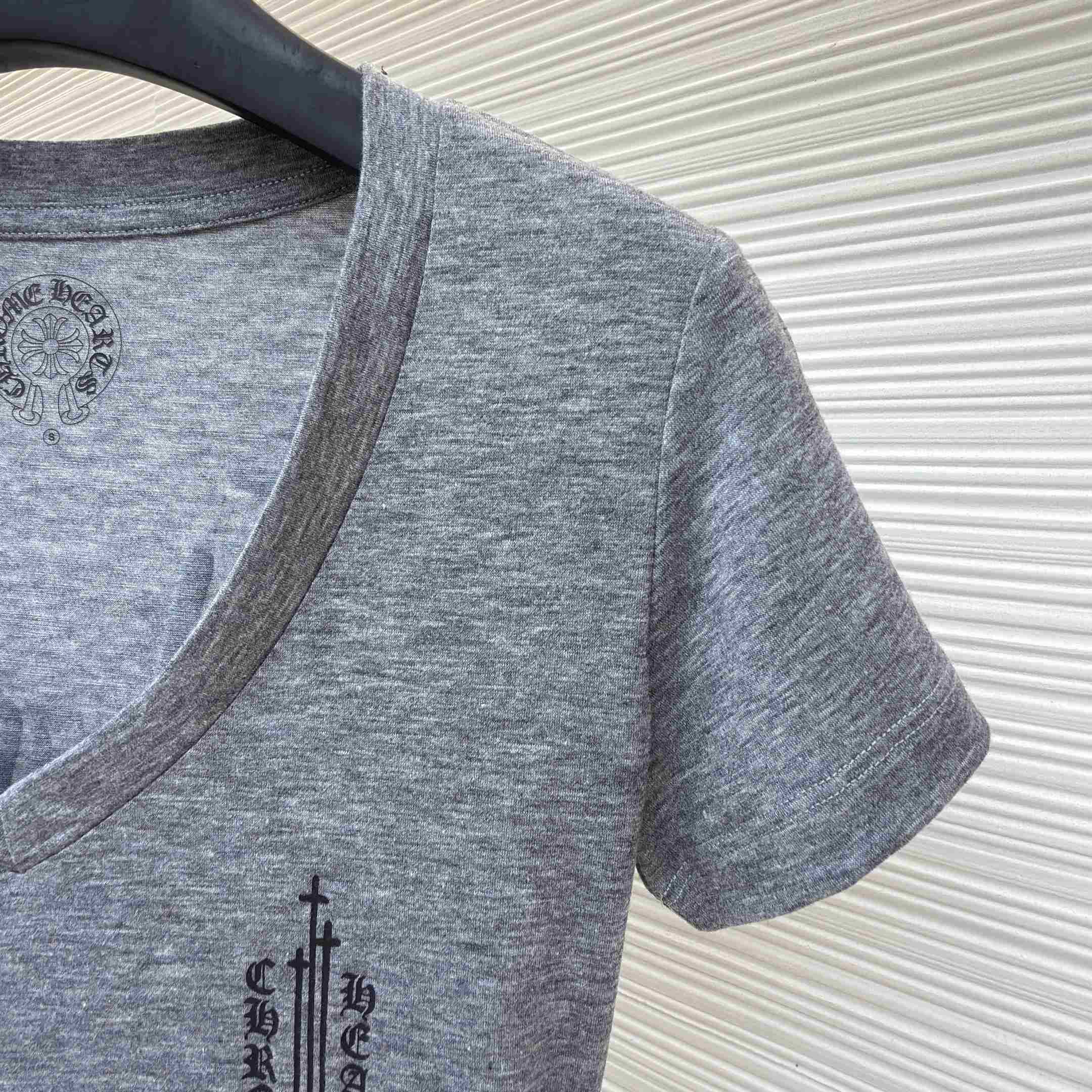 Chrome Hearts V Neck  T-Shirt 'Grey' - DesignerGu