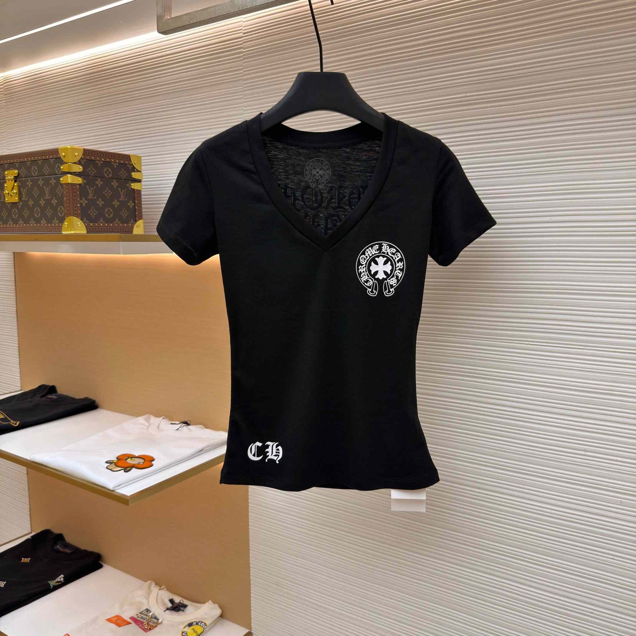 Chrome Hearts V-Neck T-Shirt 'Black' - DesignerGu