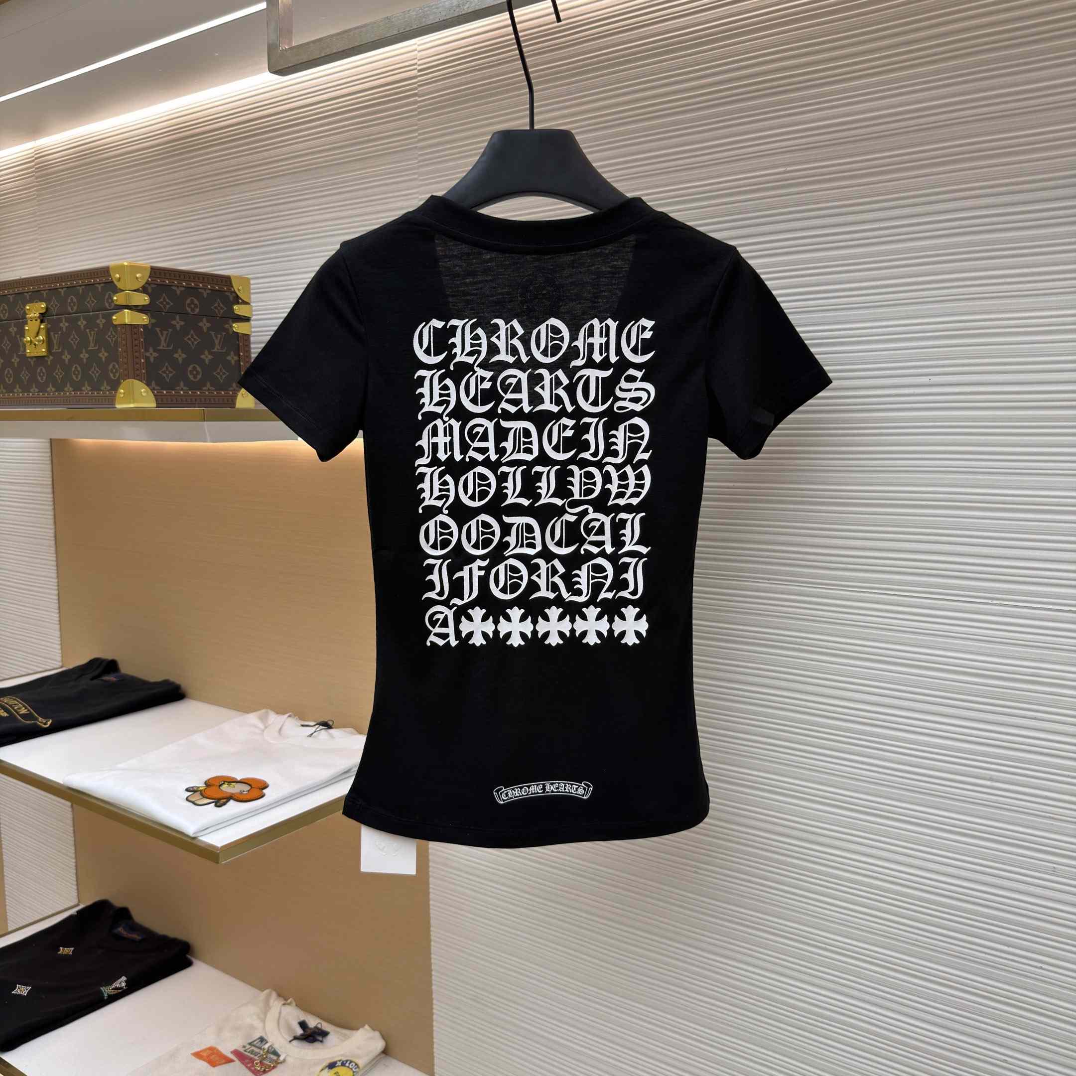Chrome Hearts V-Neck T-Shirt 'Black' - DesignerGu