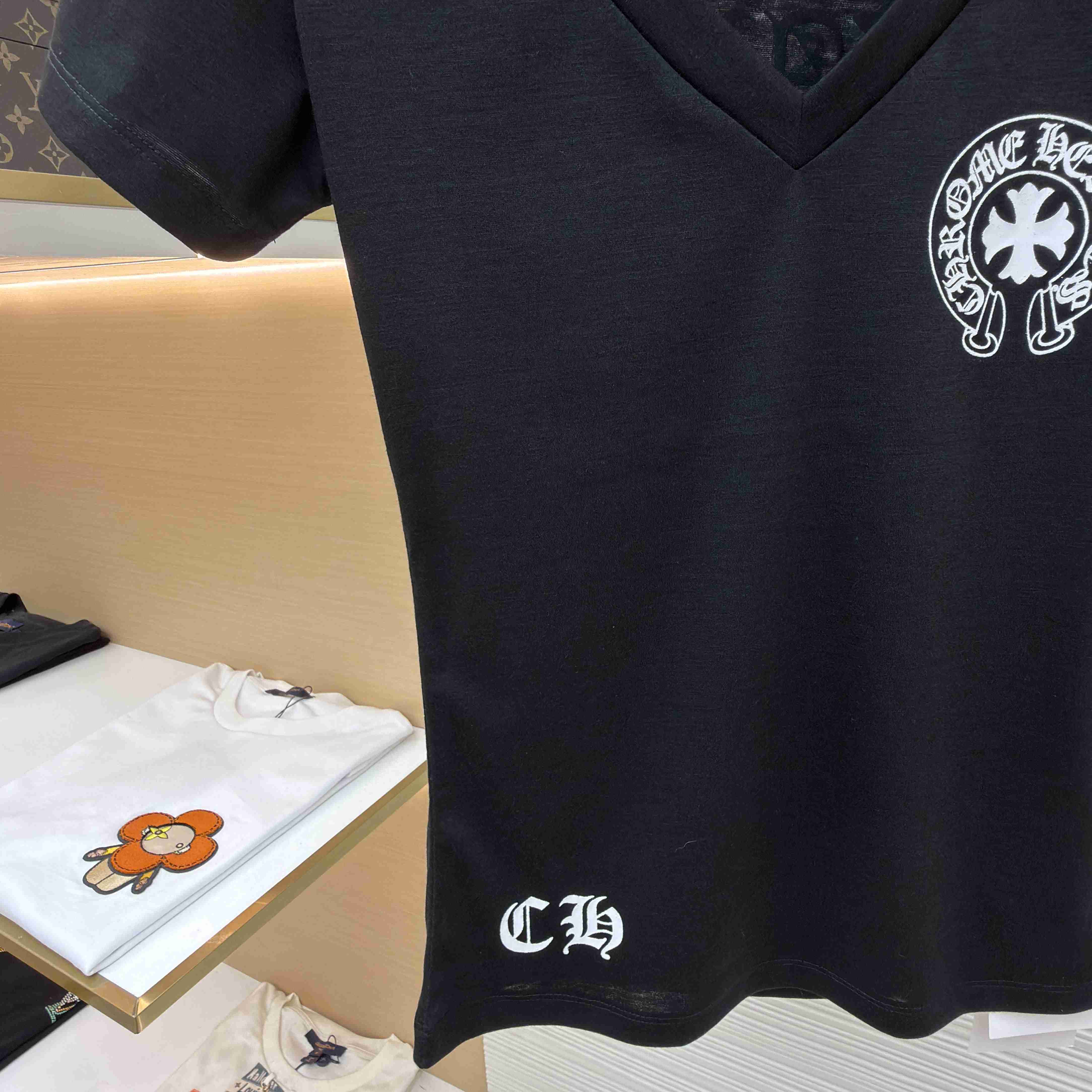 Chrome Hearts V-Neck T-Shirt 'Black' - DesignerGu