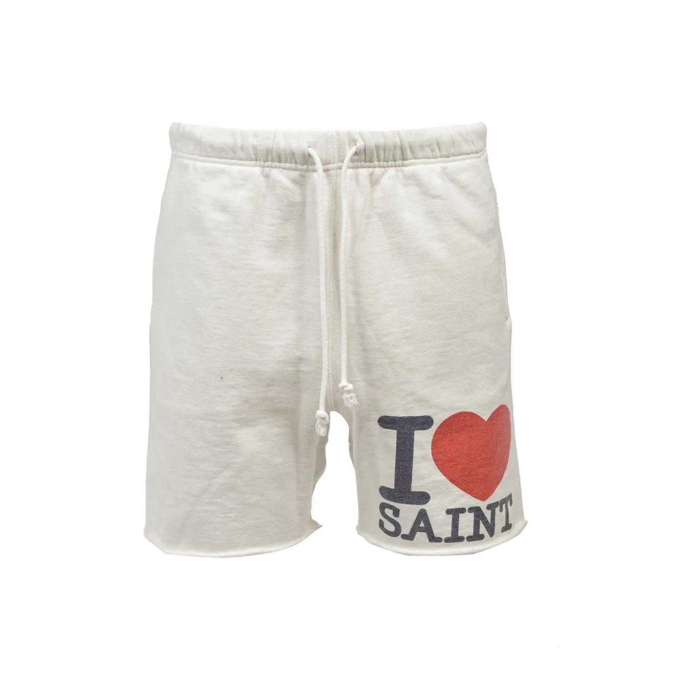 Saint Micheal Graphic-Print Raw-Hem Shorts - DesignerGu