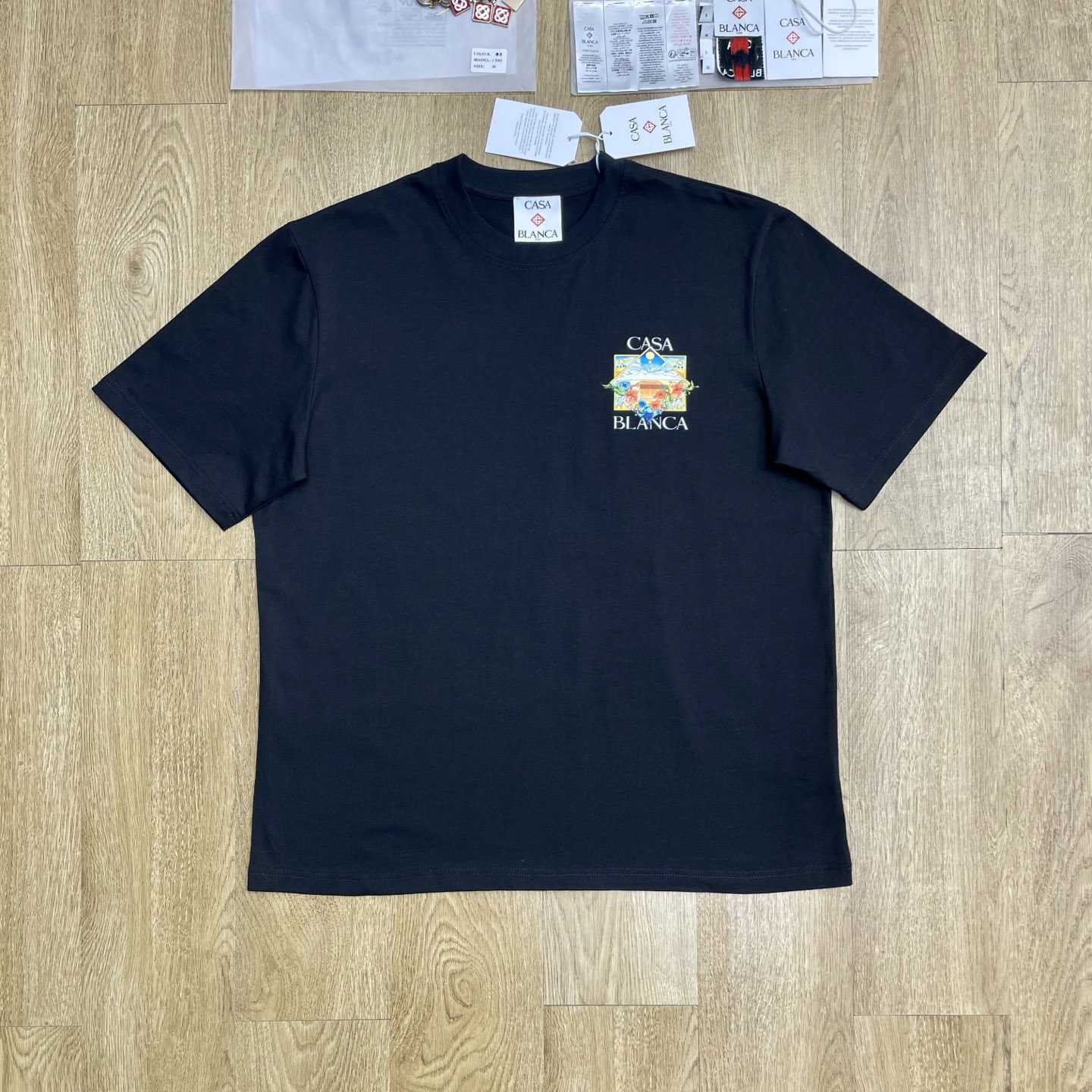 Casablanca Tennis Landscape Classic T-Shirt 'Black' C1146 - DesignerGu