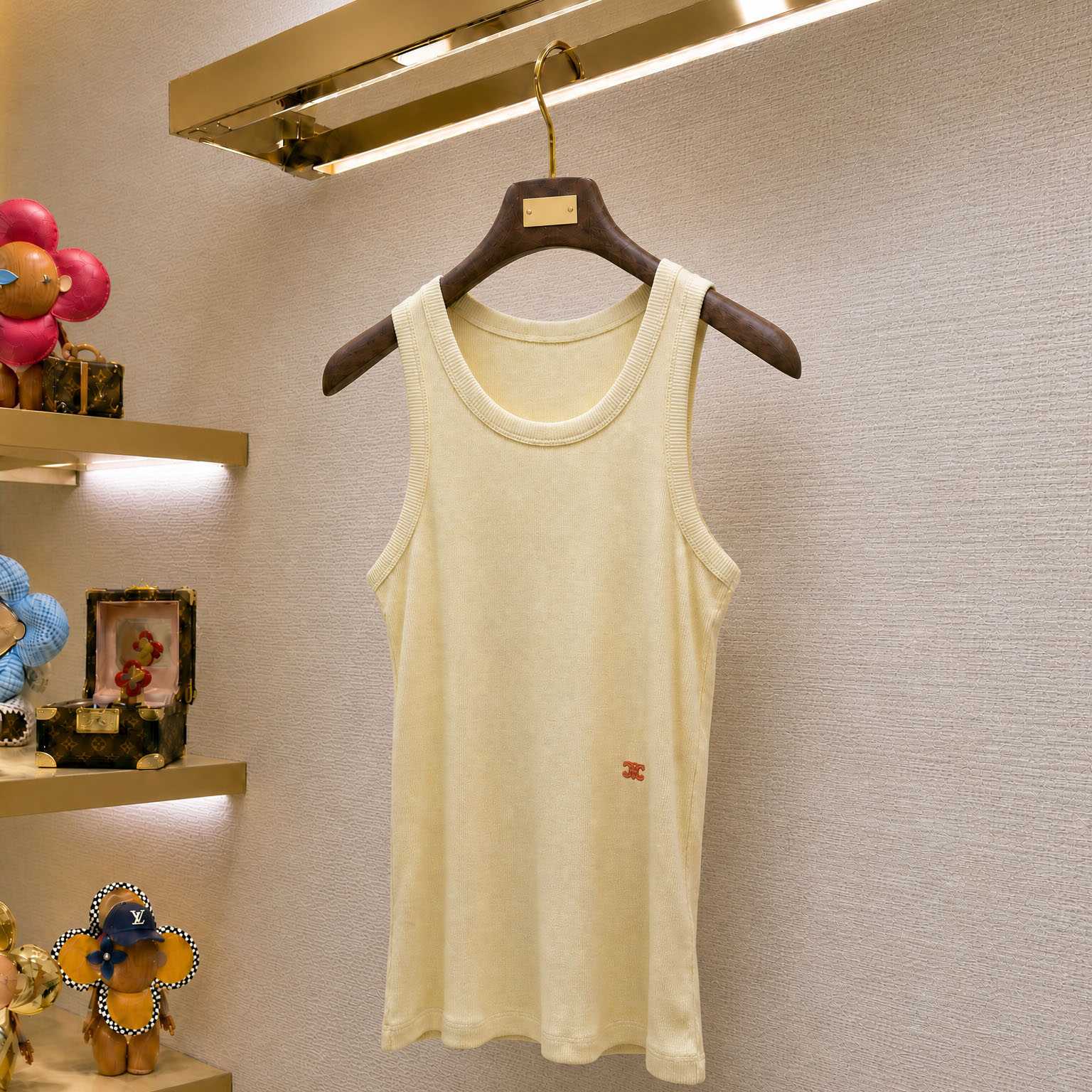 Celine Tank Top In Ribbed Cotton Silk - DesignerGu