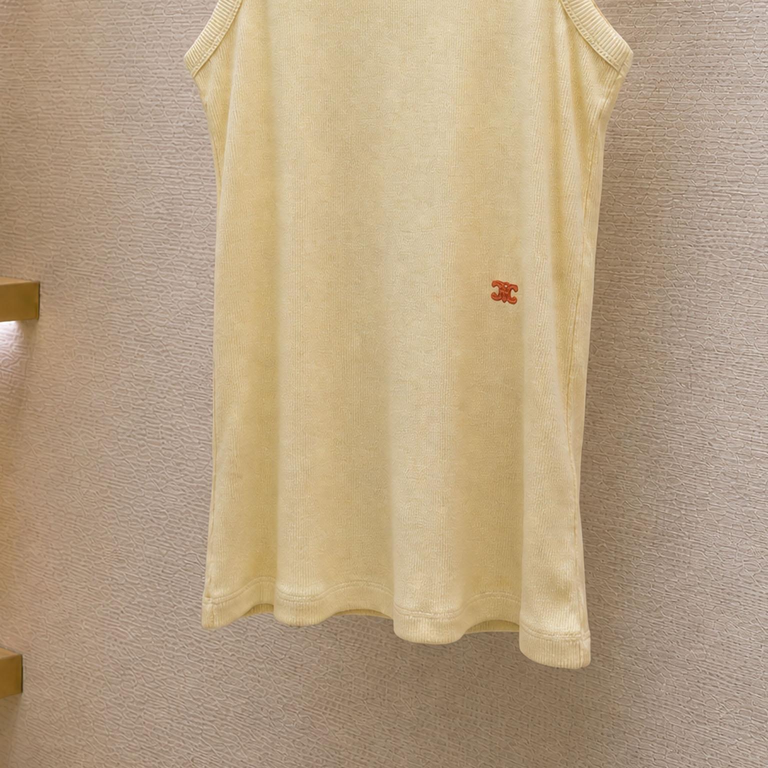 Celine Tank Top In Ribbed Cotton Silk - DesignerGu