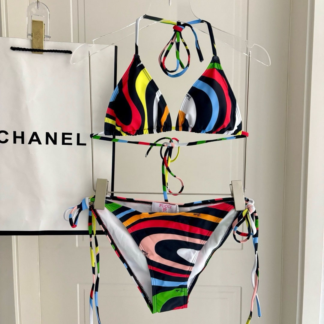 Pucci Iride-Print Bikini Top And Bikini Briefs - DesignerGu