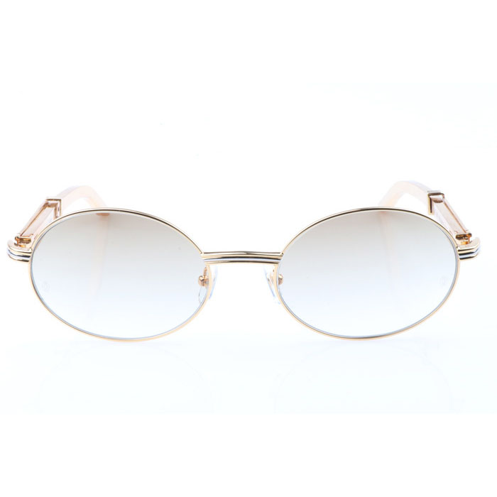 Cartier CT 7550178  Gold Stainless Steel Diamond Sunglasses In Gold Brown - DesignerGu