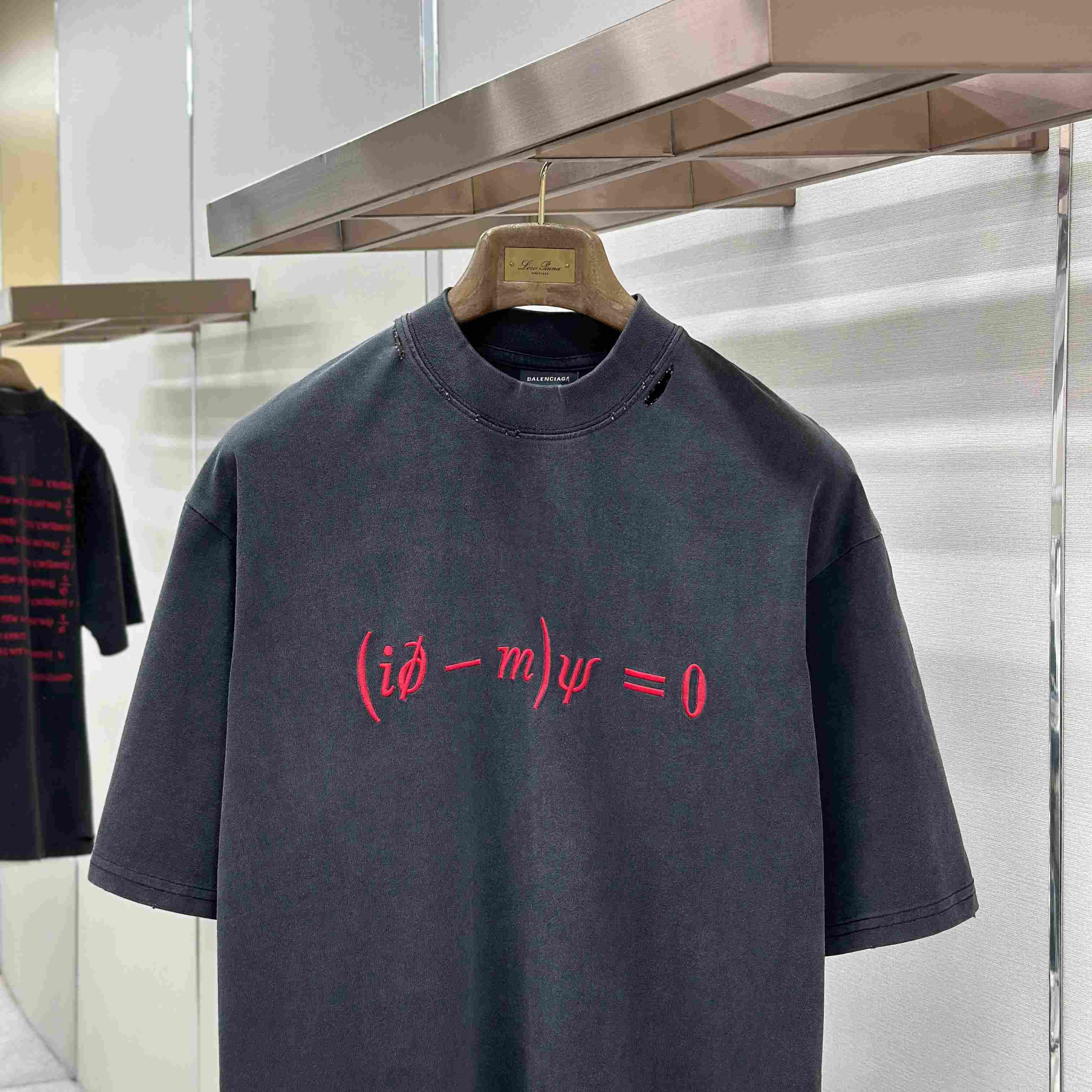 Balenciaga  Dirac Equation Oversized T-shirt In Washed Black/red - DesignerGu