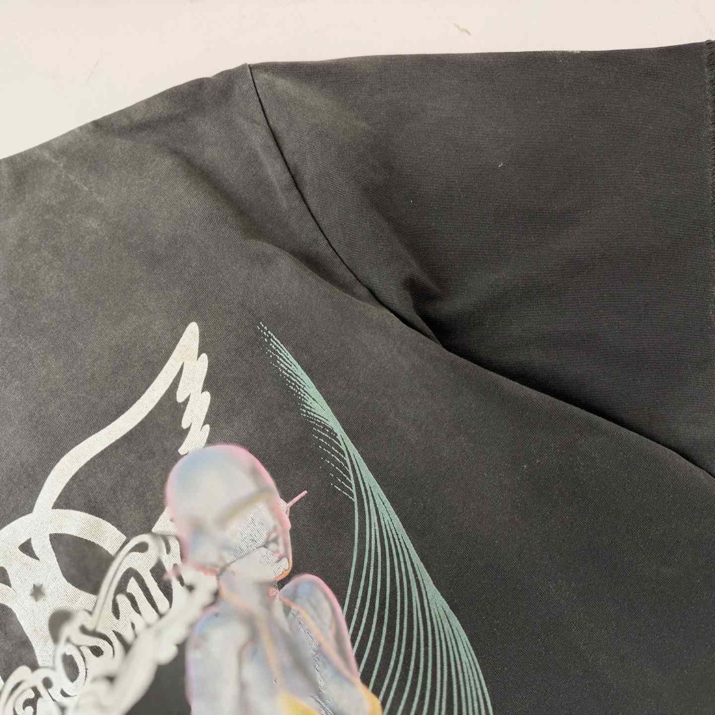 Saint Michael  Aerosmith Paint-Splattered Printed Cotton-Jersey T-Shirt - DesignerGu