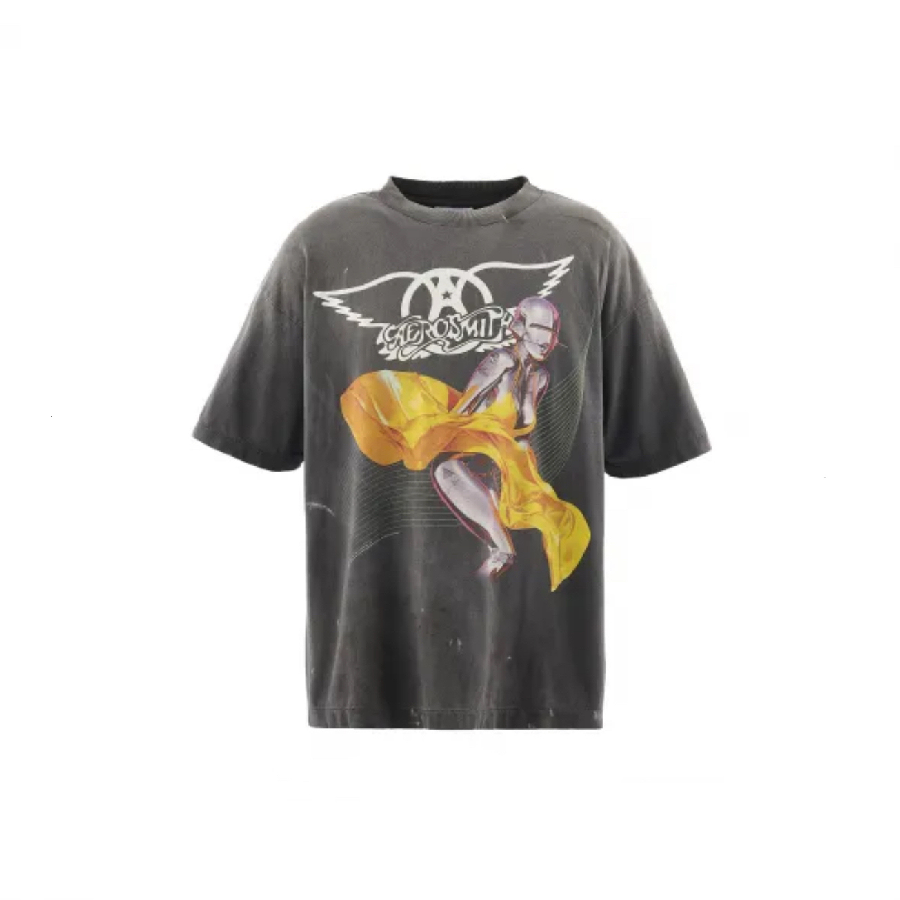 Saint Michael  Aerosmith Paint-Splattered Printed Cotton-Jersey T-Shirt - DesignerGu