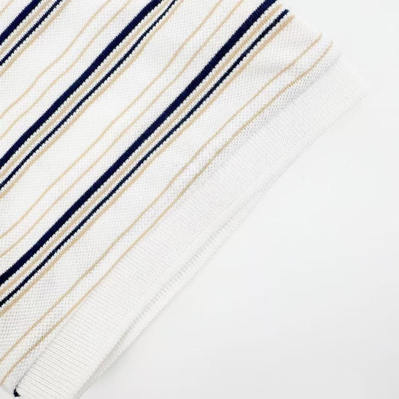 Prada Striped Piqué Polo Shirt - DesignerGu