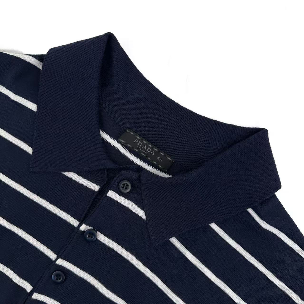 Prada Short-Sleeved Striped Cotton Polo Shirt - DesignerGu