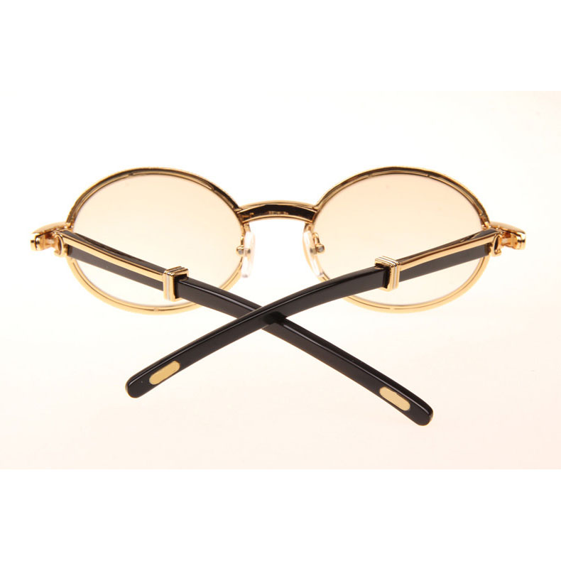 Cartier CT 7550178 Full Diamond Black Buffalo Sunglasses In Gold Brown - DesignerGu