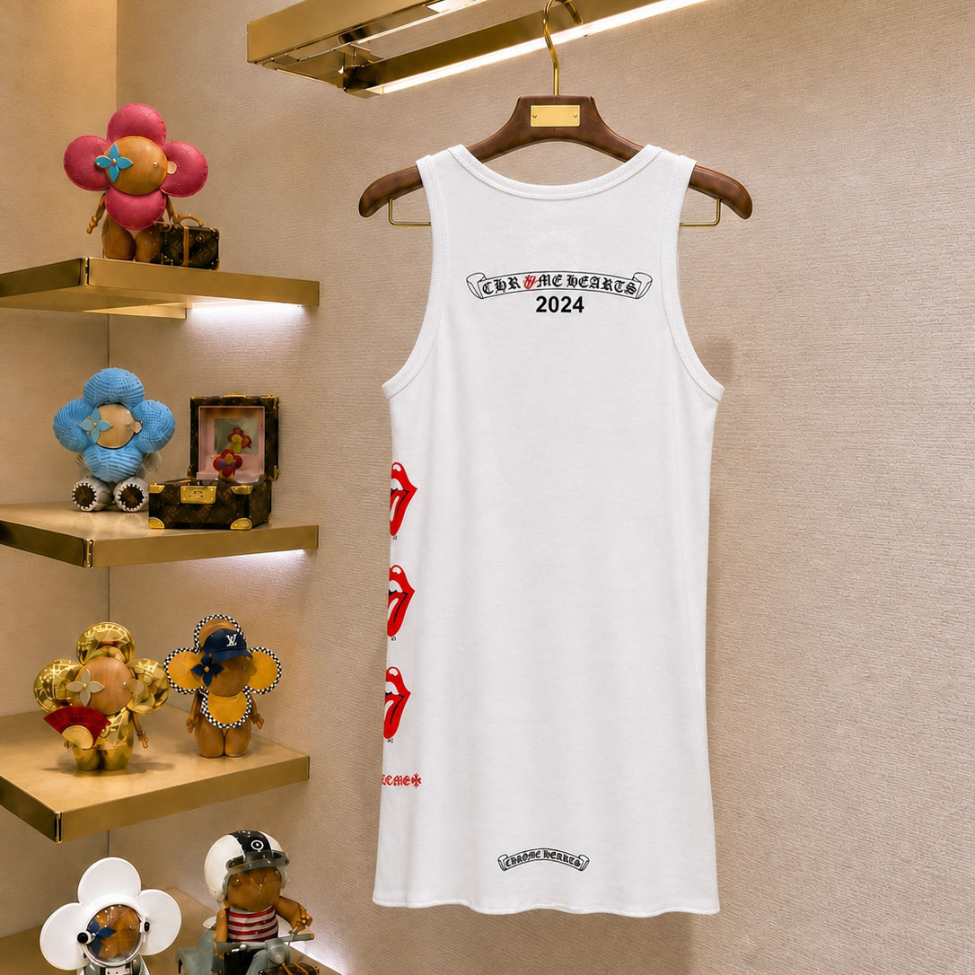 Chrome Hearts Rolling Stones Scroll Label Rib Tank Top - DesignerGu