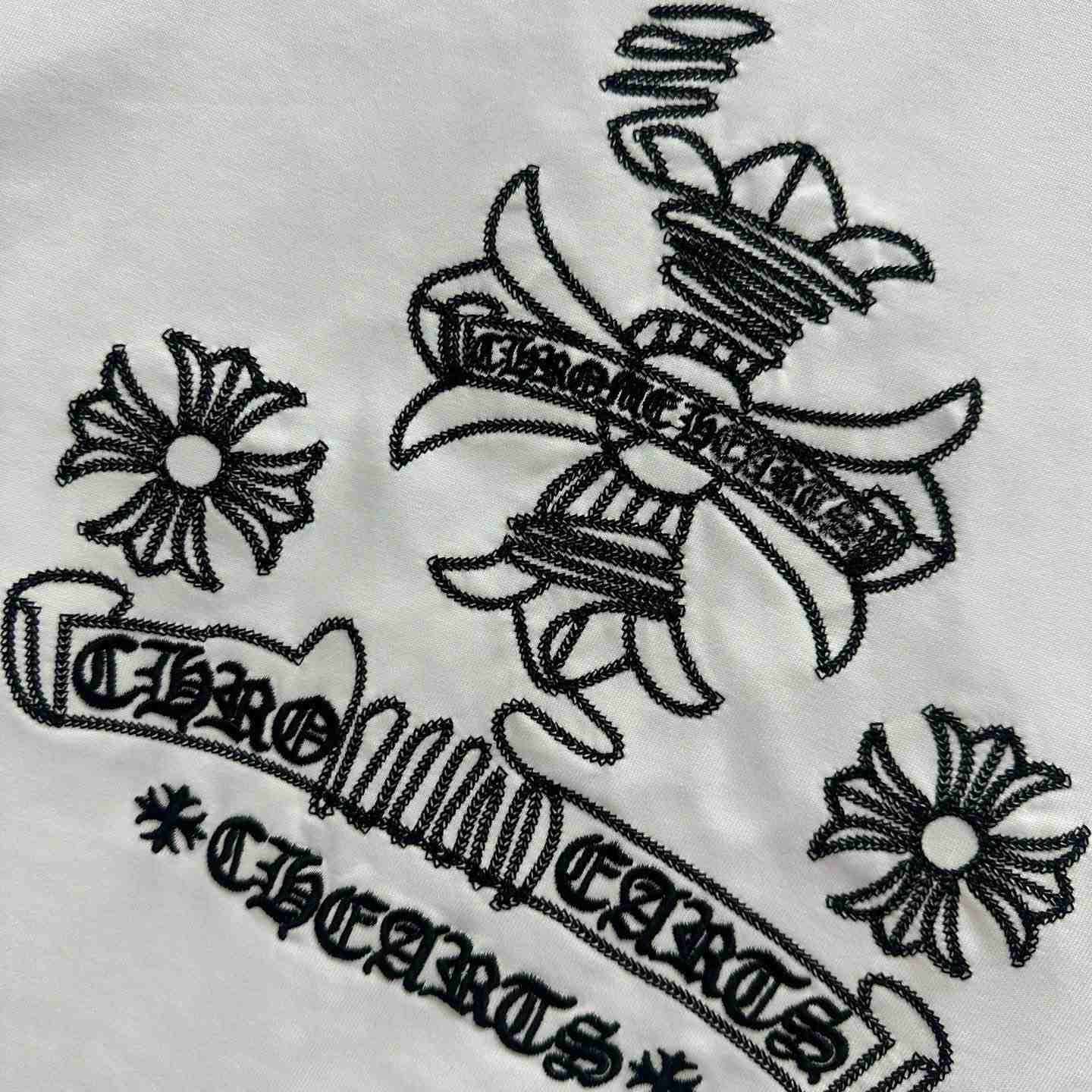 Chrome Hearts  Embroidered Cross Round Neck Short Sleeve T-Shirt 'White' - DesignerGu