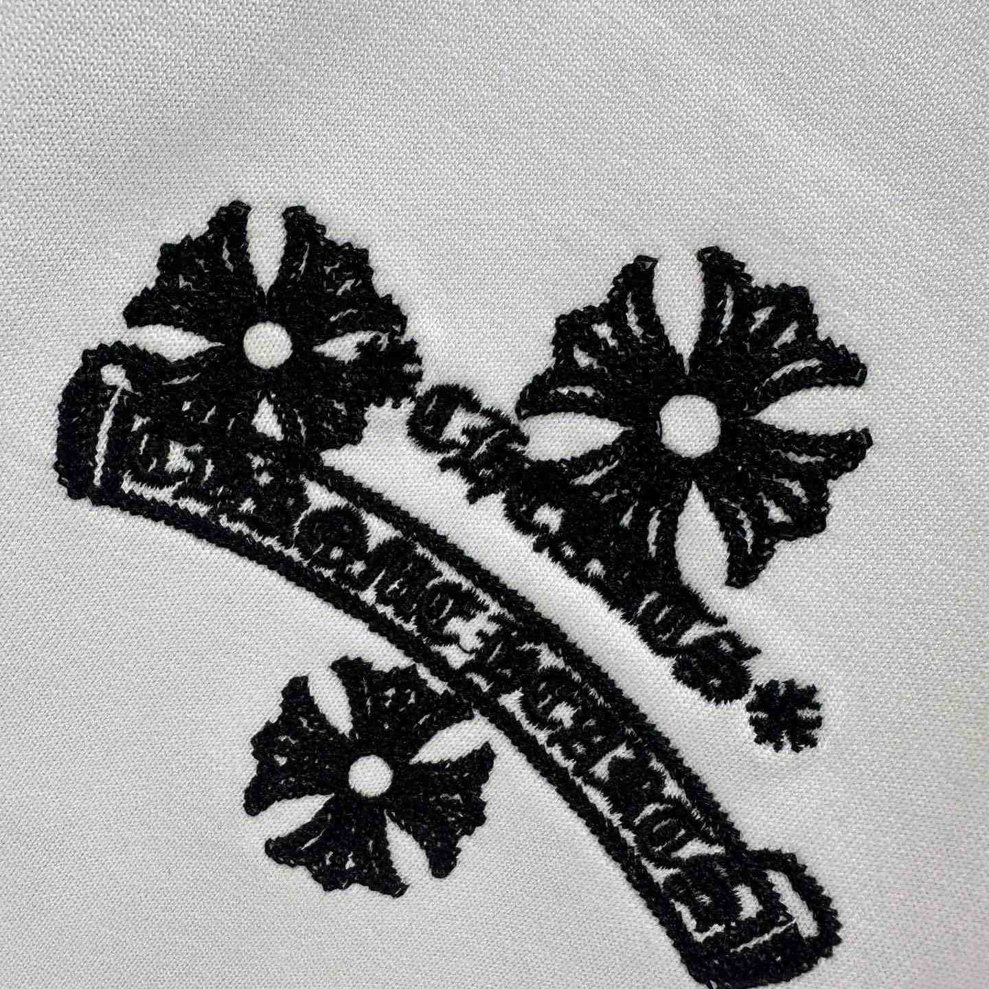 Chrome Hearts  Embroidered Cross Round Neck Short Sleeve T-Shirt 'White' - DesignerGu
