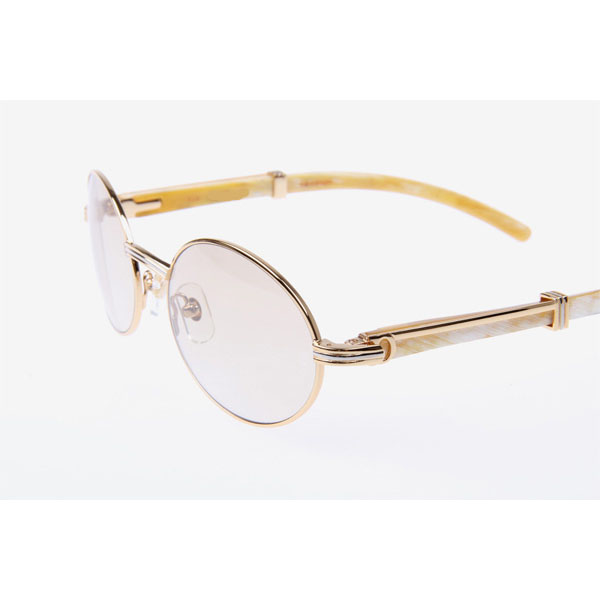 Cartier CT 7550178 White Buffalo Sunglasses In Gold Brown  - DesignerGu