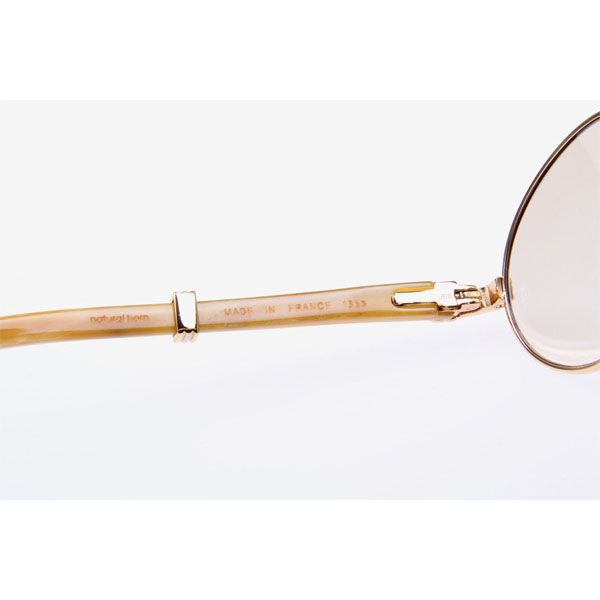 Cartier CT 7550178 White Buffalo Sunglasses In Gold Brown  - DesignerGu