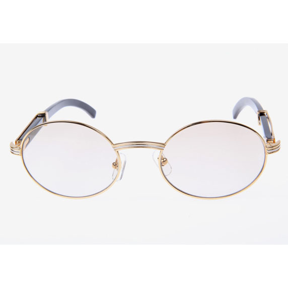 Cartier CT 7550178 Black Buffalo Sunglasses In Gold Brown - DesignerGu
