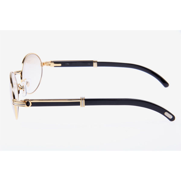 Cartier CT 7550178 Black Buffalo Sunglasses In Gold Brown - DesignerGu