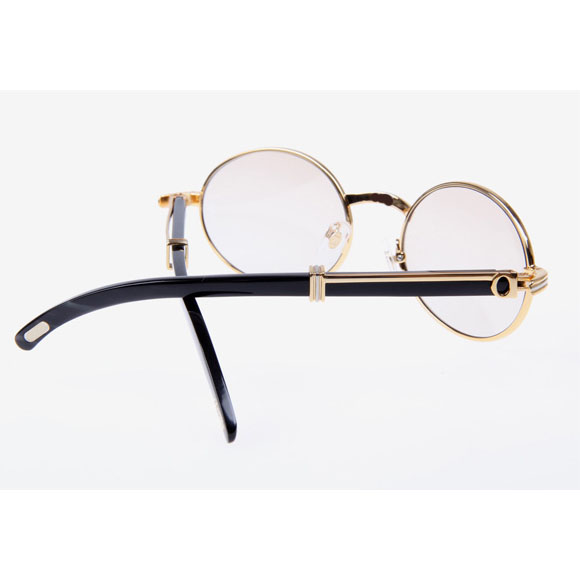 Cartier CT 7550178 Black Buffalo Sunglasses In Gold Brown - DesignerGu