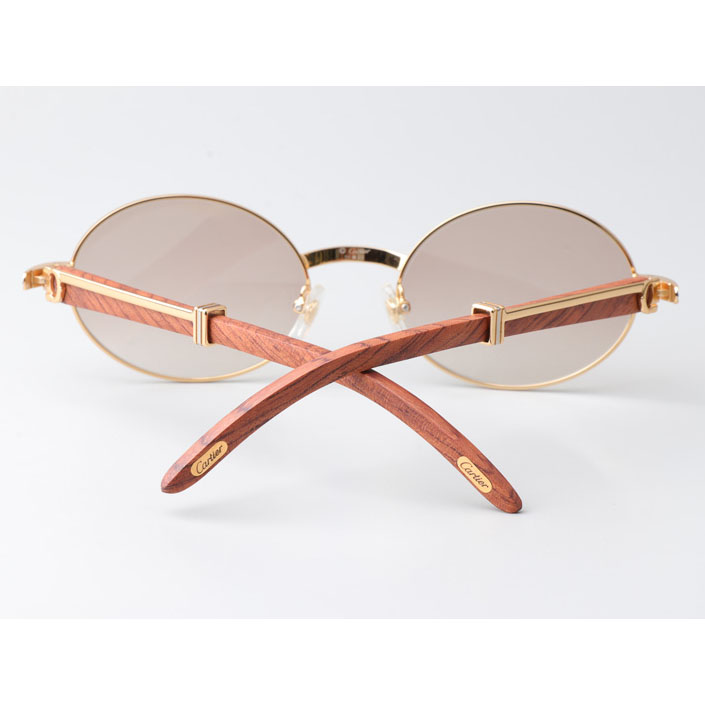 Cartier CT 7550178  Wood Sunglasses In Gold Brown - DesignerGu