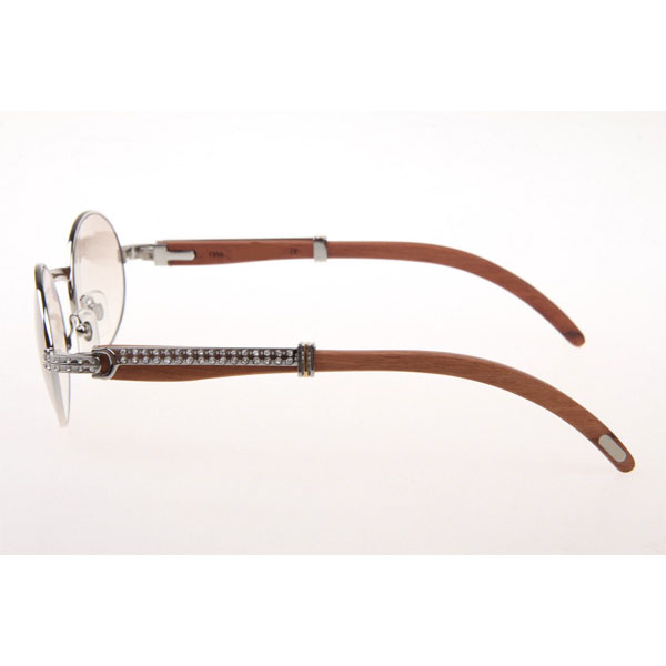 Cartier CT 7550178 Diamond Wood Sunglasses In Silver Gradient Brown - DesignerGu
