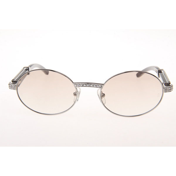 Cartier CT 7550178 Diamond White Mix Black Buffalo Sunglasses In Silver Gradient Brown - DesignerGu