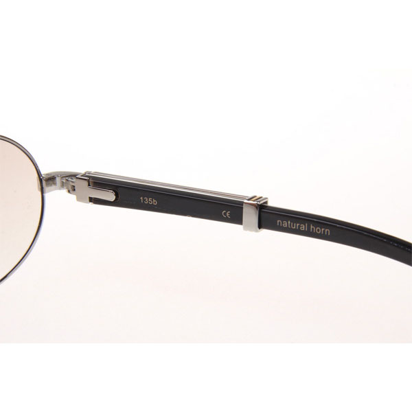 Cartier CT 7550178 Diamond White Mix Black Buffalo Sunglasses In Silver Gradient Brown - DesignerGu
