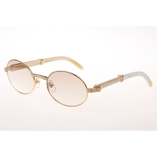 Cartier CT 7550178 Diamond White Buffalo Sunglasses In Gold Gradient Brown - DesignerGu