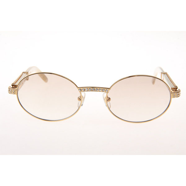 Cartier CT 7550178 Diamond White Buffalo Sunglasses In Gold Gradient Brown - DesignerGu