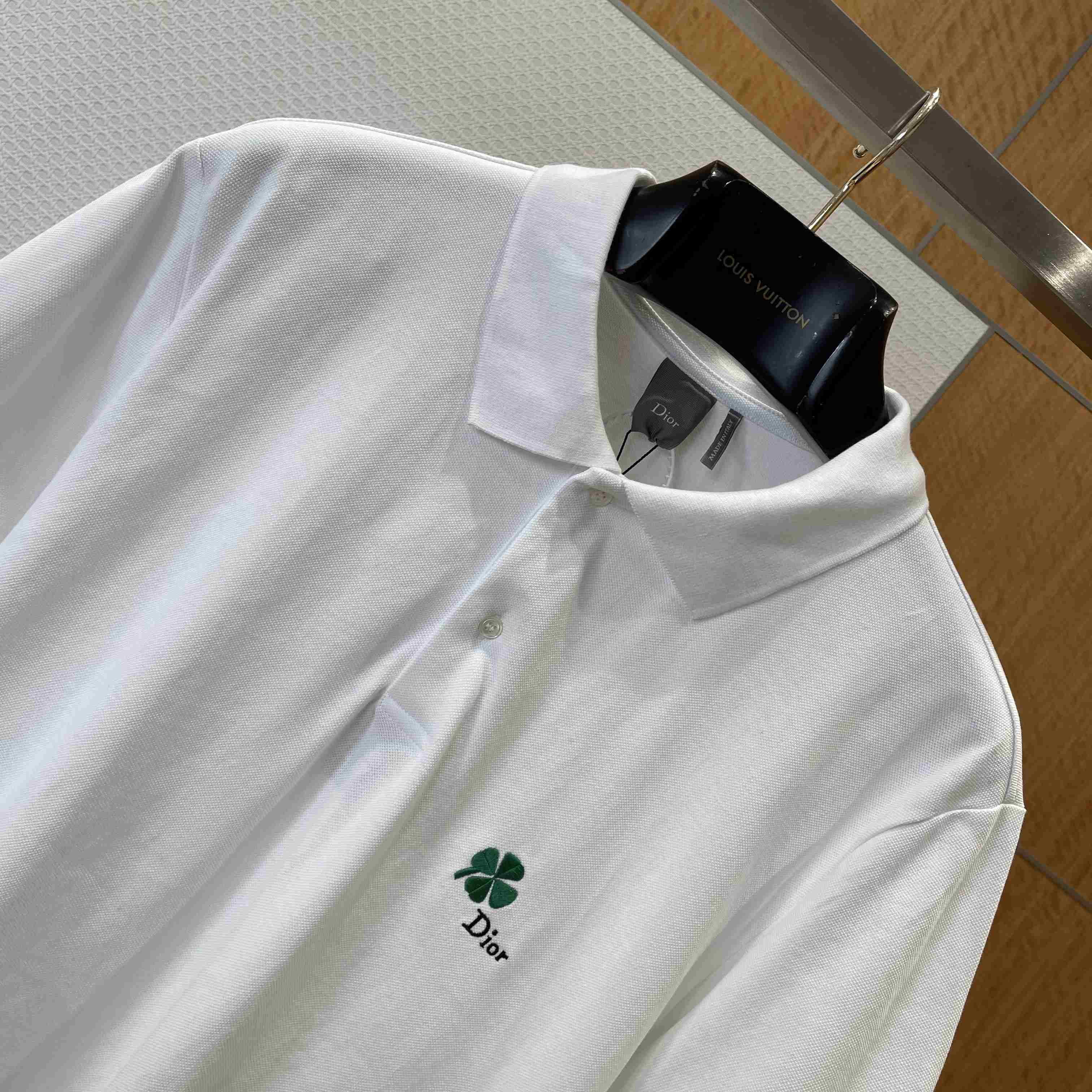 Dior Polo Shirt With Dior Clover Embroidery - DesignerGu
