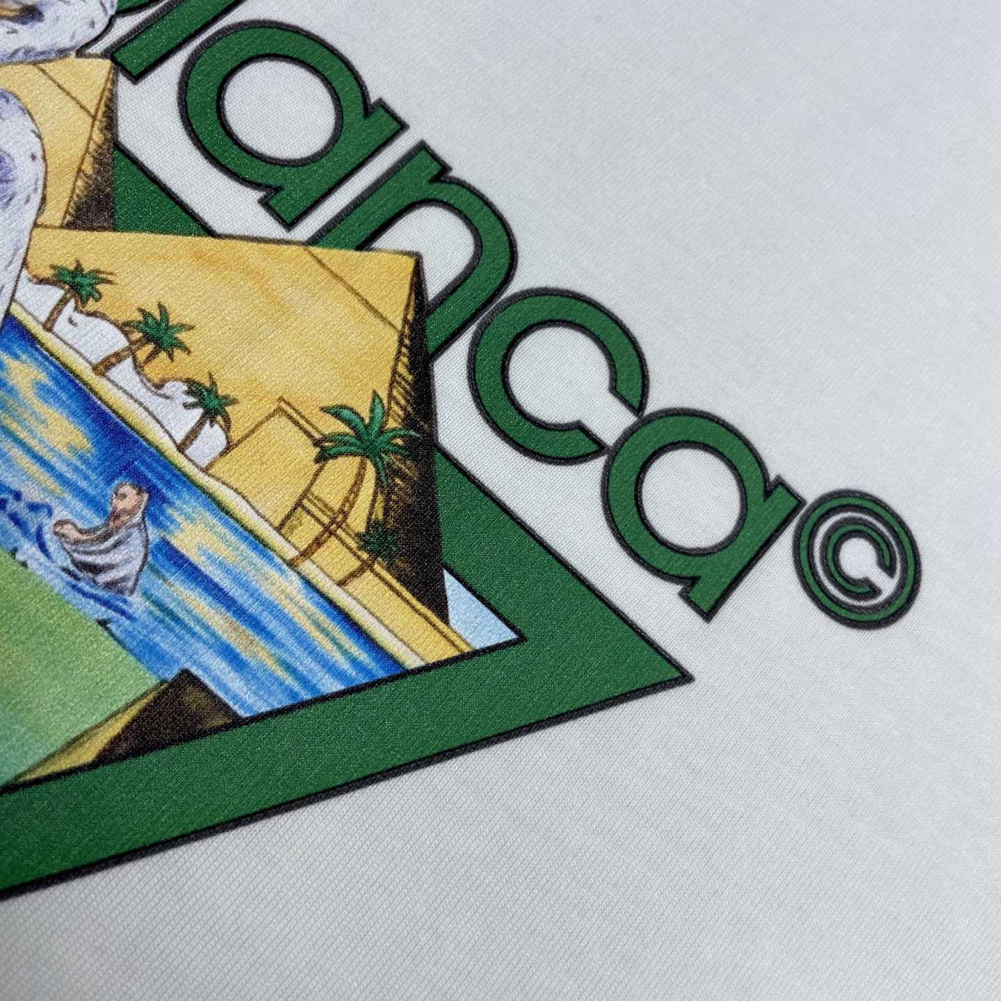 Casablanca White Tennis Club Icon Pyramid Abduction Short Sleeve T‑Shirt C1167 - DesignerGu