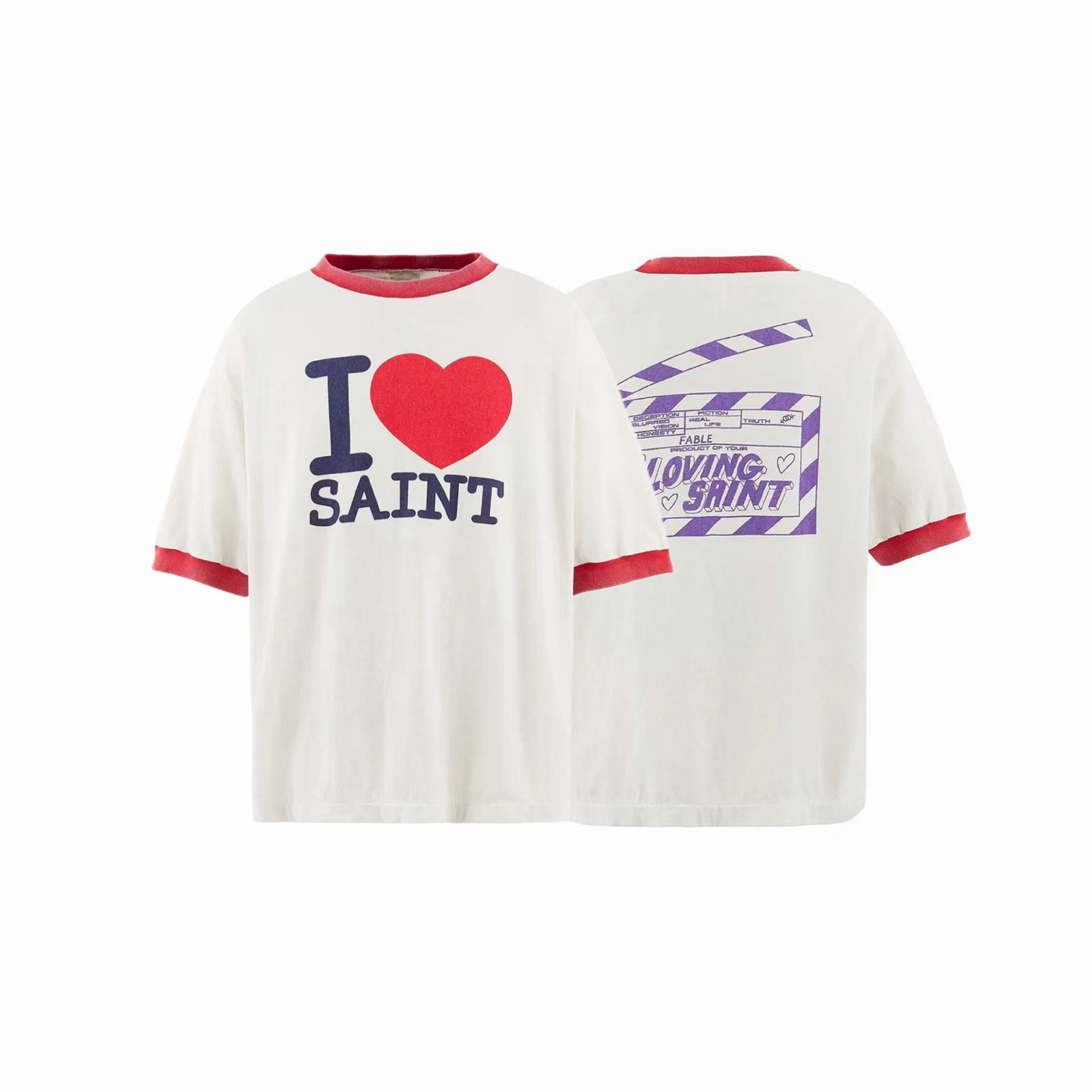 Saint Michael I Love Saint Cotton-Jersey T-Shirt - White - DesignerGu