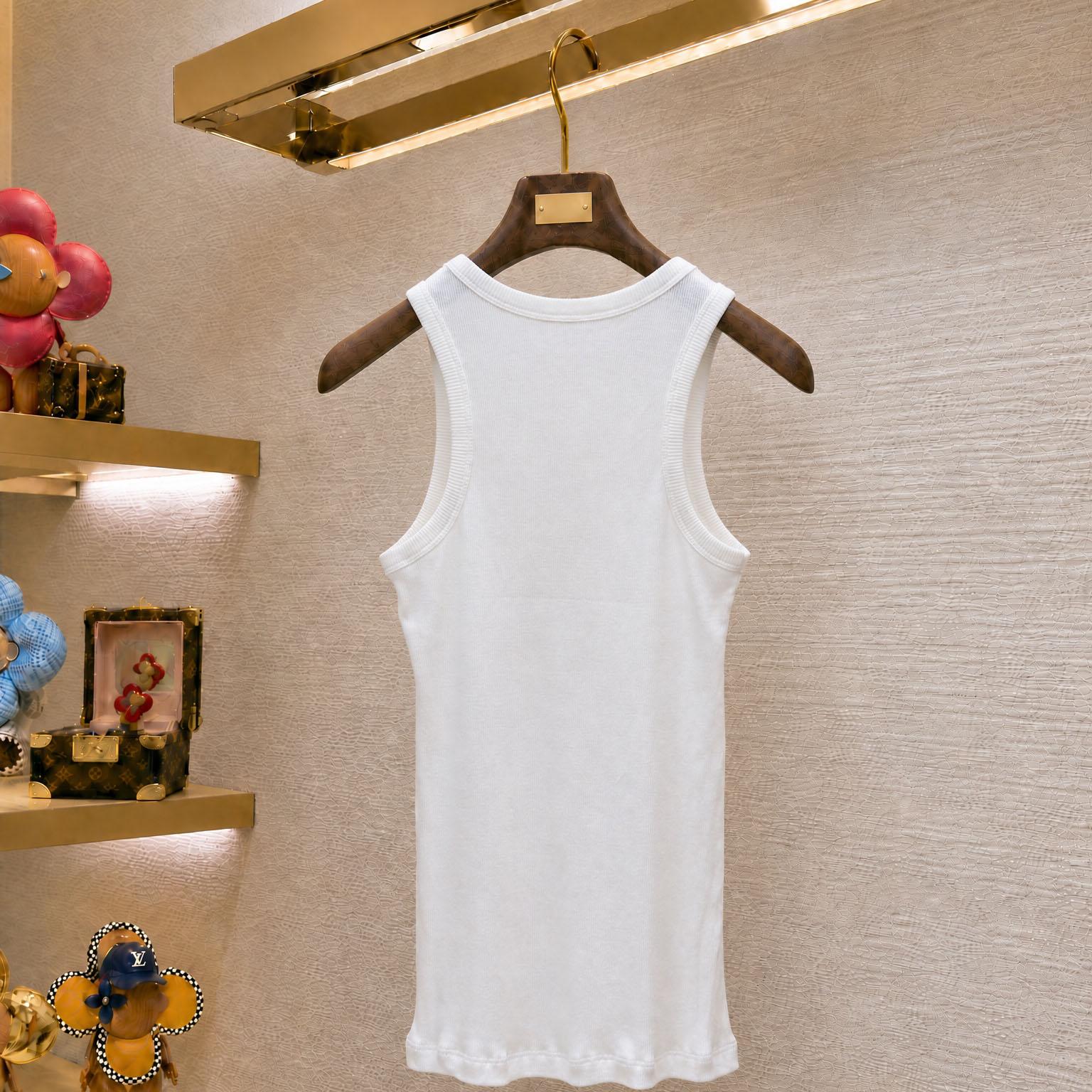 Celine Tank Top In Ribbed Cotton Silk - DesignerGu