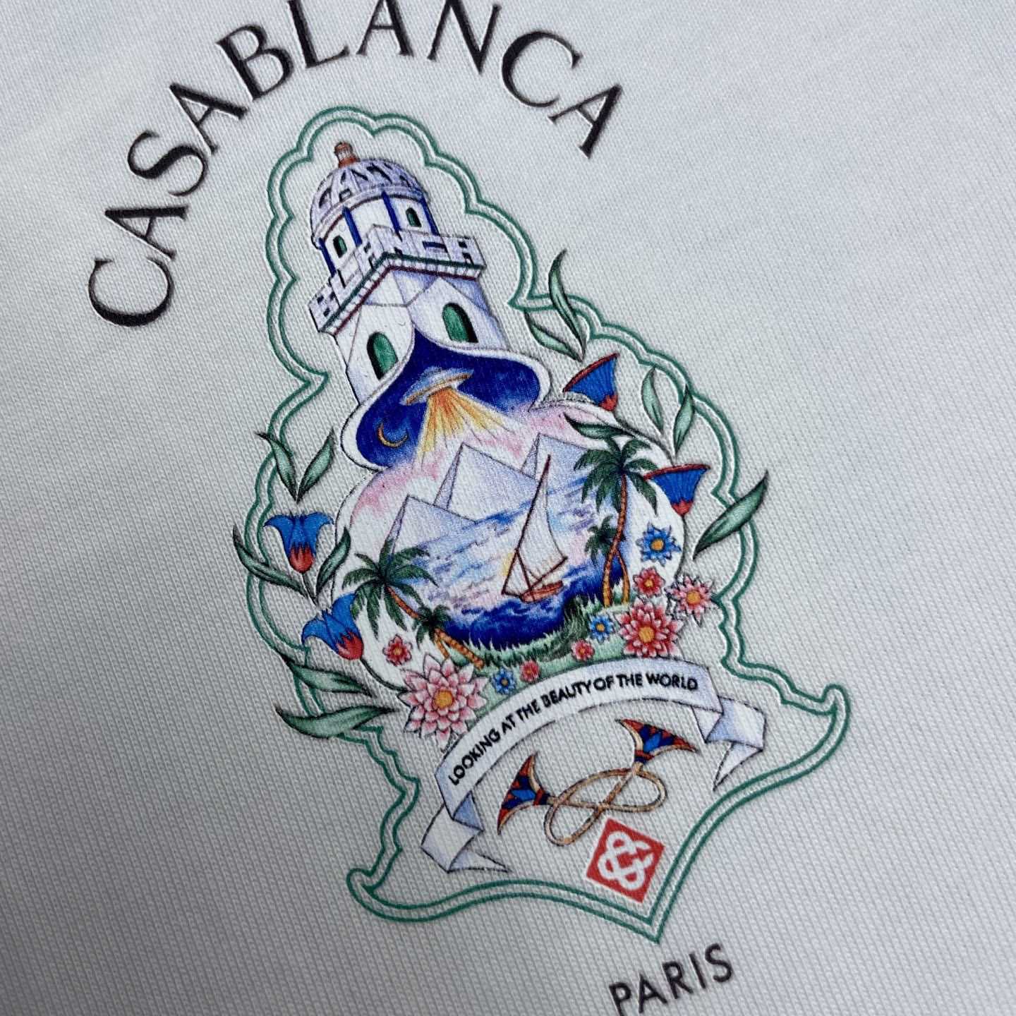 Casablanca White Hotel Emblem Short Sleeve T‑Shirt  C1168 - DesignerGu
