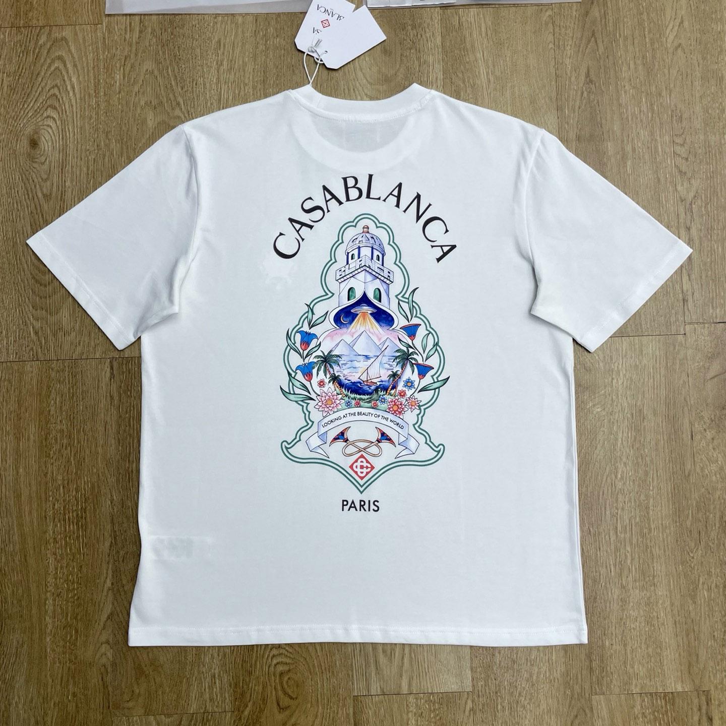 Casablanca White Hotel Emblem Short Sleeve T‑Shirt  C1168 - DesignerGu