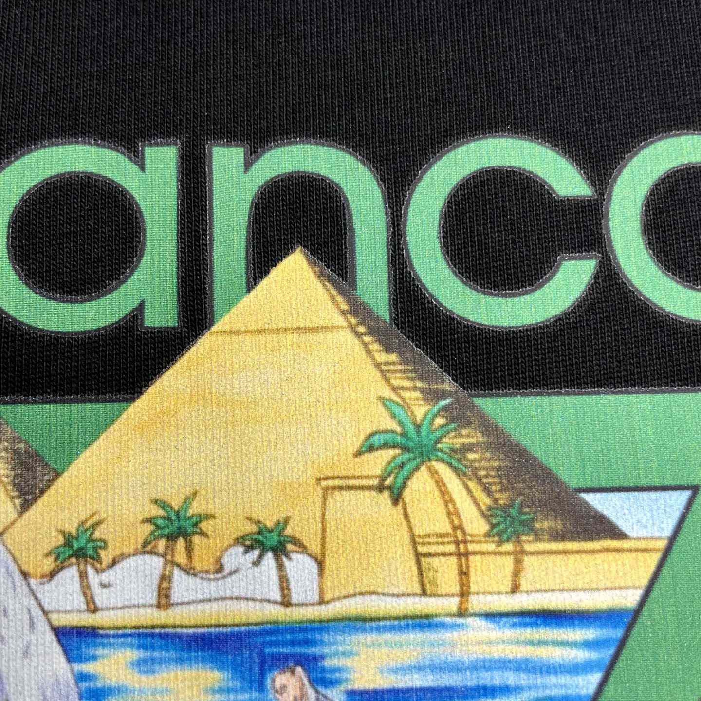 Casablanca Black Tennis Club Icon Pyramid Abduction Short Sleeve T‑Shirt C1166 - DesignerGu