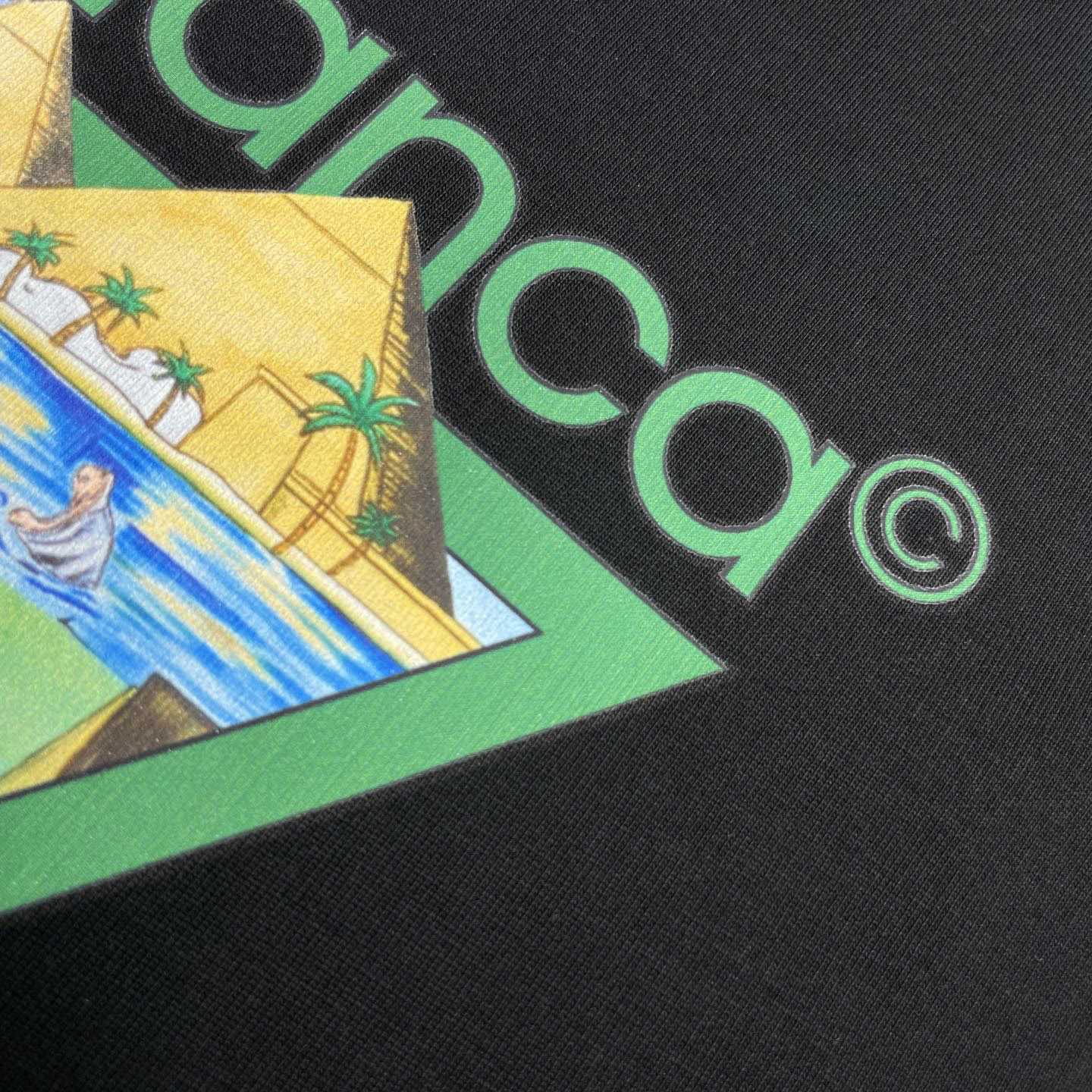 Casablanca Black Tennis Club Icon Pyramid Abduction Short Sleeve T‑Shirt C1166 - DesignerGu