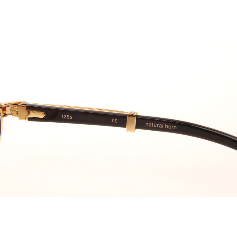 Cartier CT 7550178 Full Diamond White Mix Black Buffalo Sunglasses In Gold Brown - DesignerGu